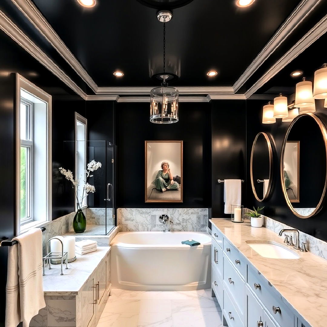 spa like retreat with black ceiling - 25 Black Ceiling Design Ideas
