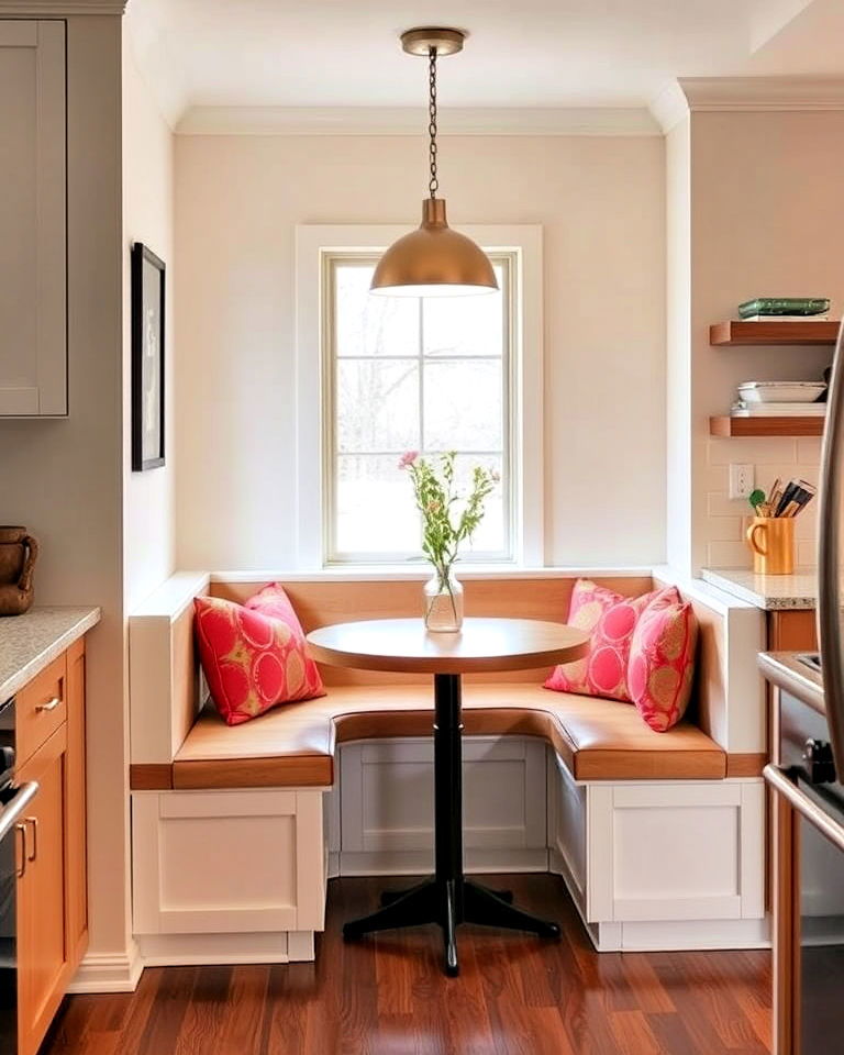 space efficient built in breakfast nook - 40 Mid-century Modern Kitchen Ideas