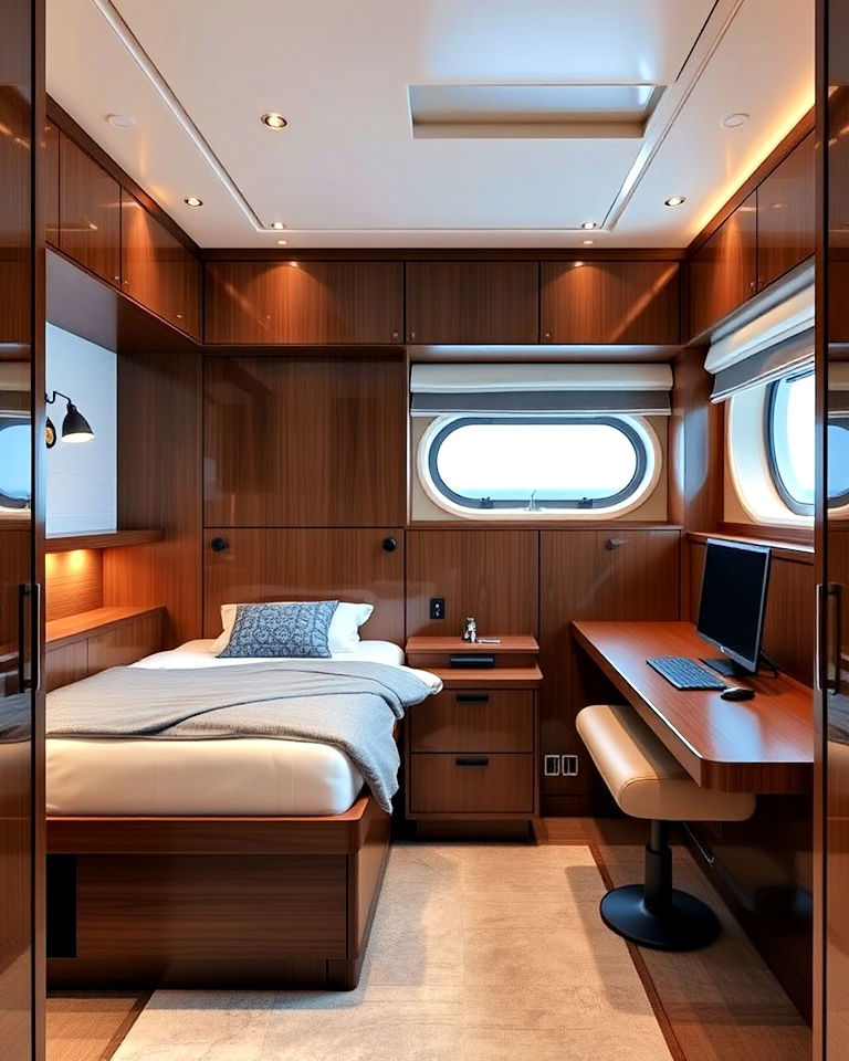 space efficient built in furniture - 20 Yacht Bedroom Ideas