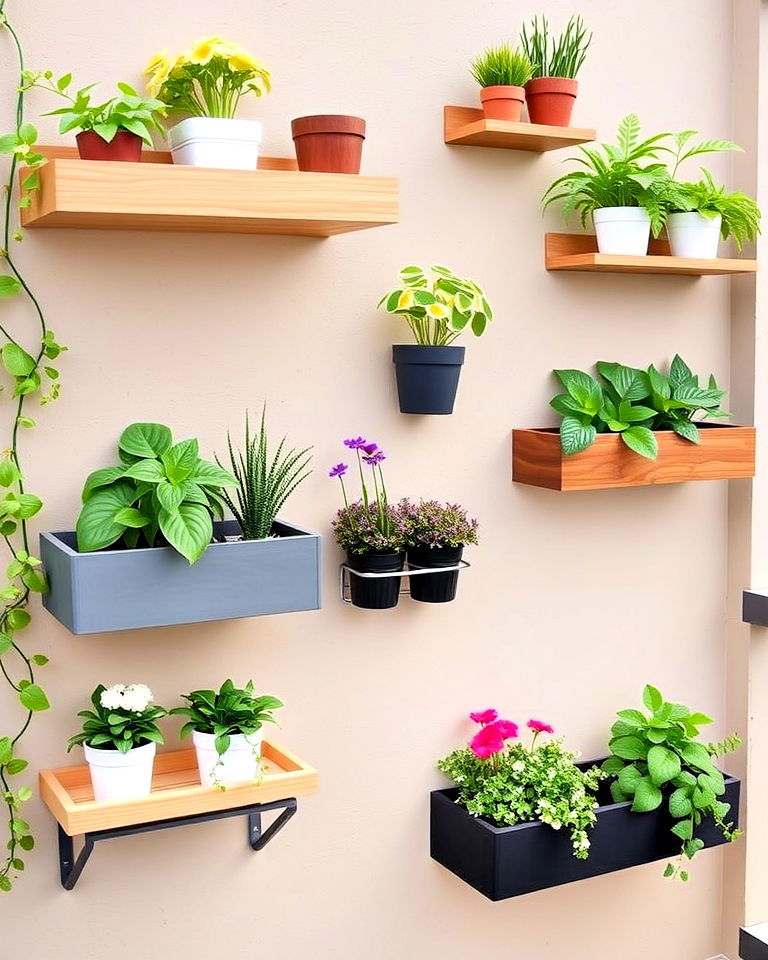 space efficient floating shelf planters - 30 Planter Box Ideas