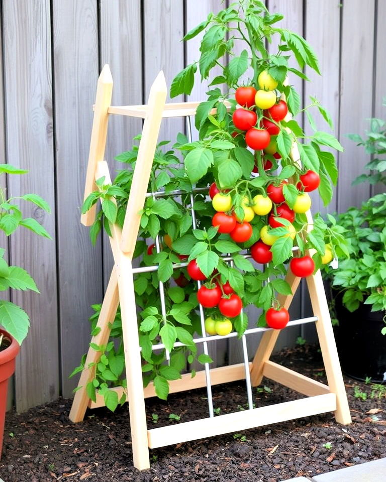space efficient foldable tomato trellis - 30 Tomato Trellis Ideas