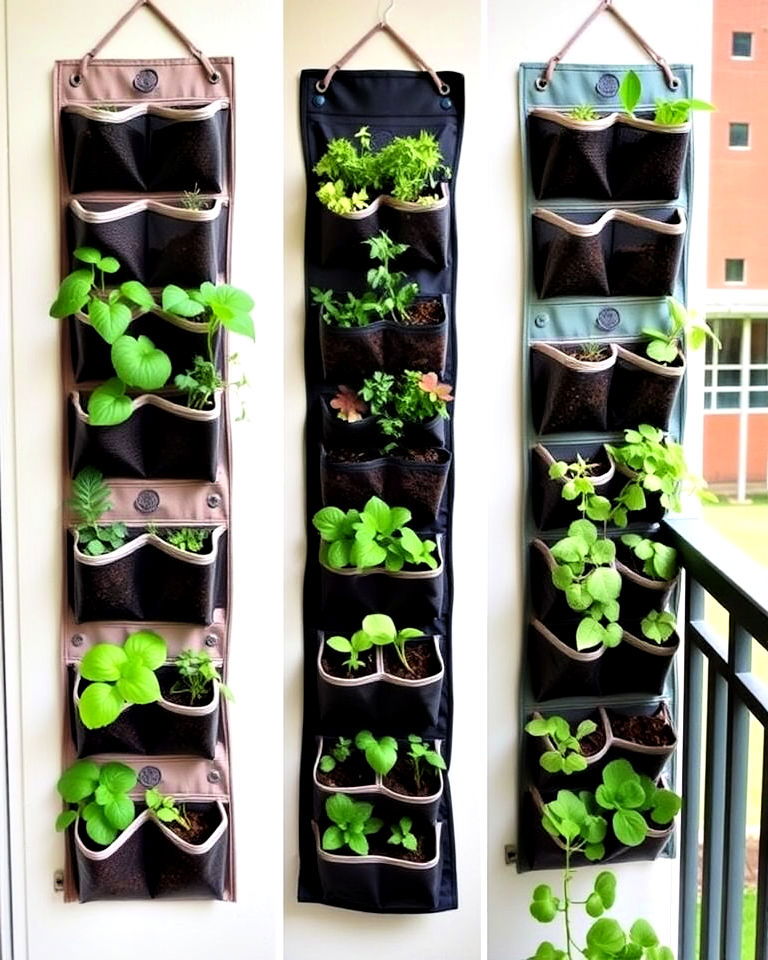 space efficient repurposed shoe organizer garden - 40 Vertical Garden Ideas