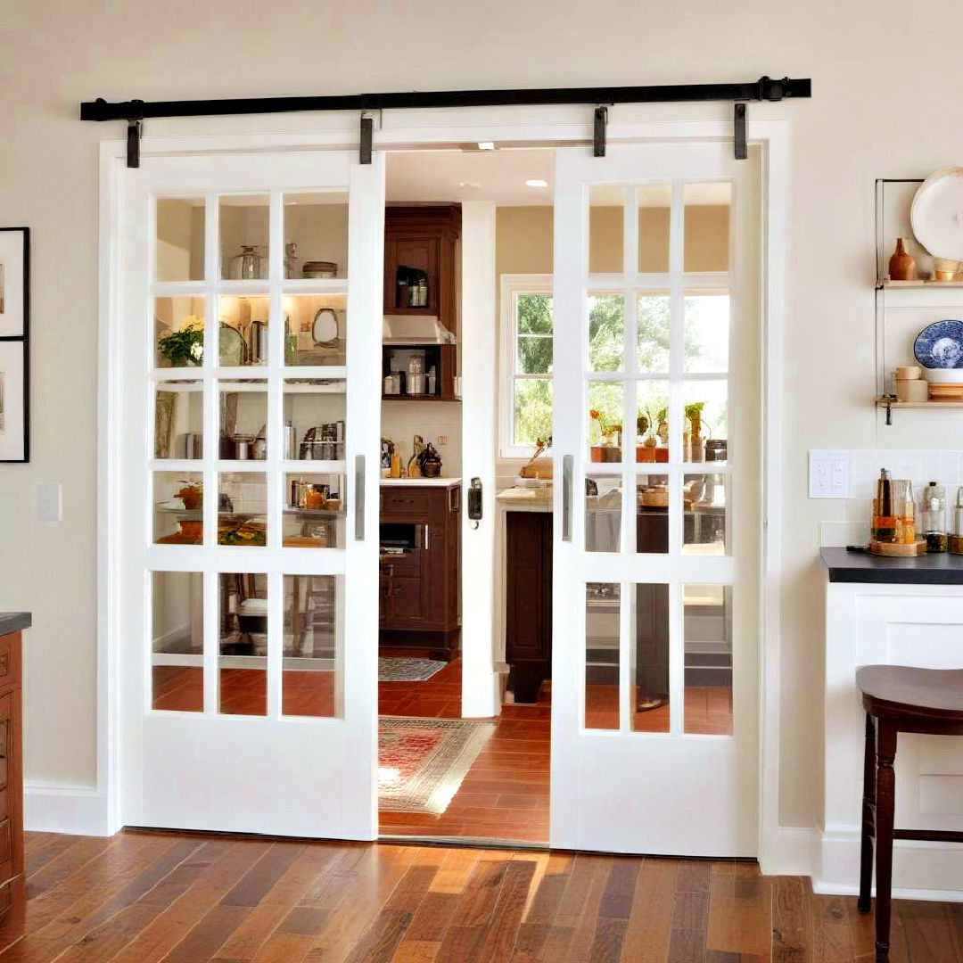 space efficient sliding door - 40 Small Kitchen Ideas