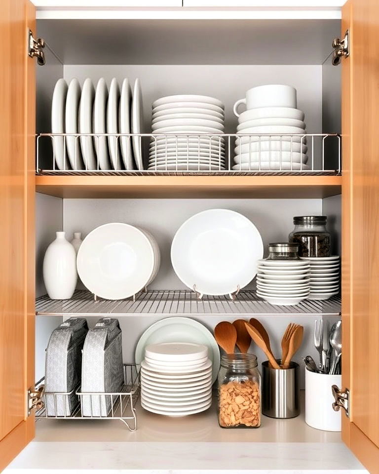 space efficient stackable wire racks - 40 Small Kitchen Storage Ideas