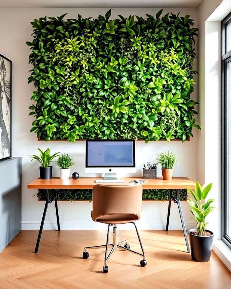 space efficient vertical garden wall - 40 Modern Home Office Ideas