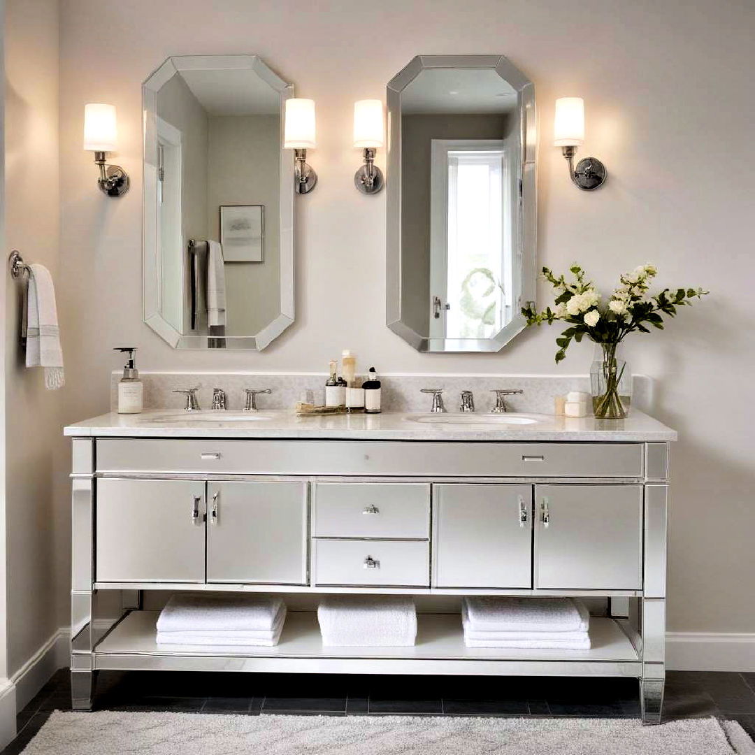 space enhancing mirrored vanities - 40 Bathroom Vanity Ideas