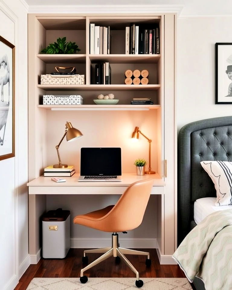 space saver fold out desk - 40 Bedroom Office Ideas