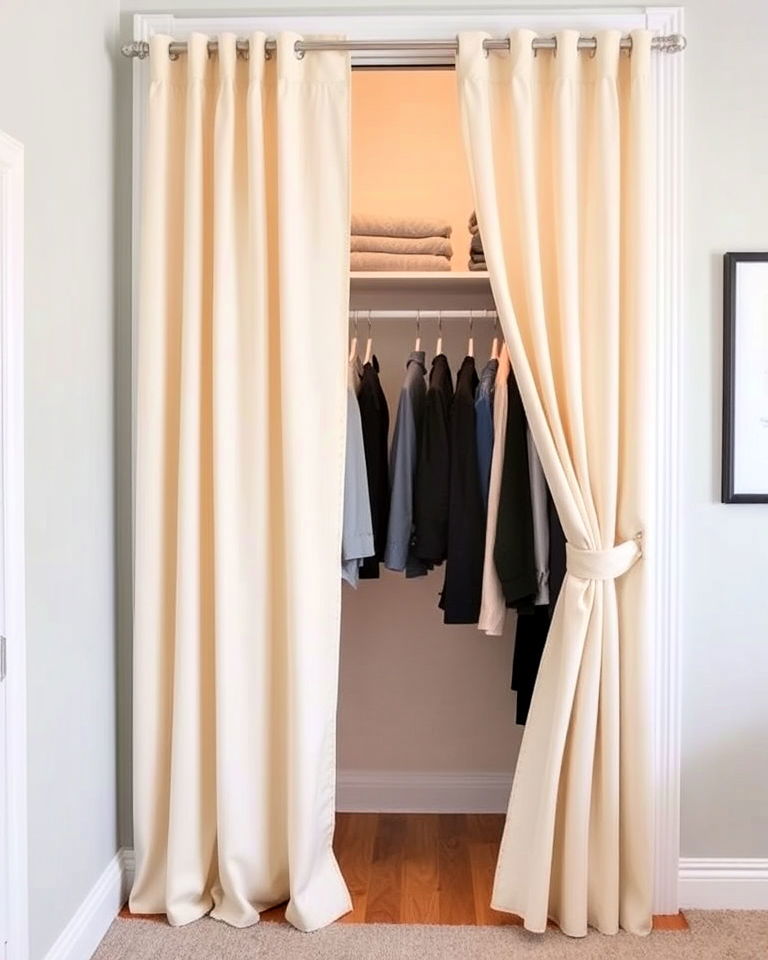 space saving accordion curtains - 30 Closet Curtain Ideas