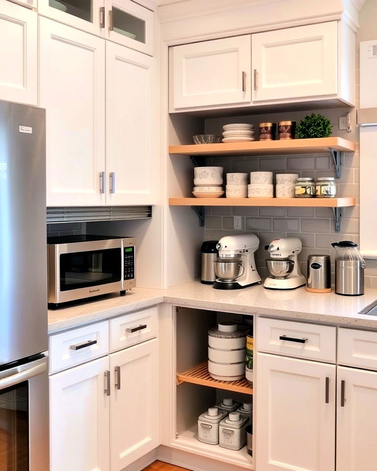 space saving corner appliance garage - 15 Kitchen Corner Ideas