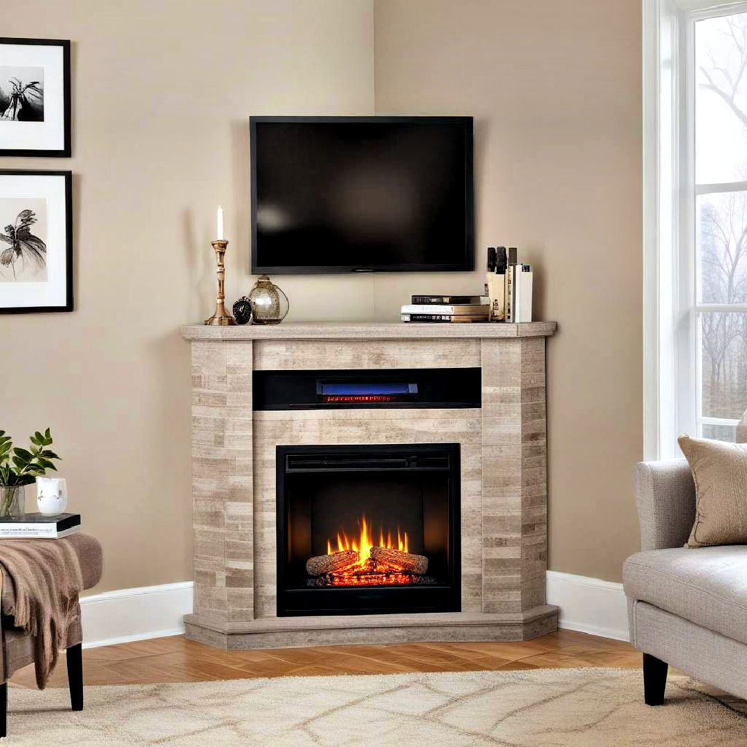 space saving corner electric fireplace - 40 Modern Fireplace Ideas
