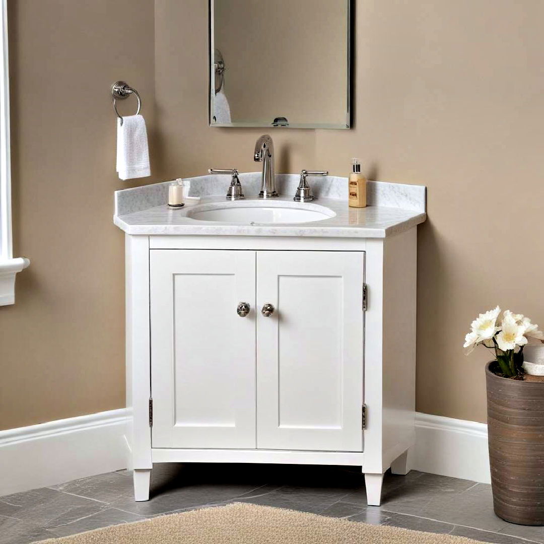 space saving corner vanity - 40 Bathroom Vanity Ideas