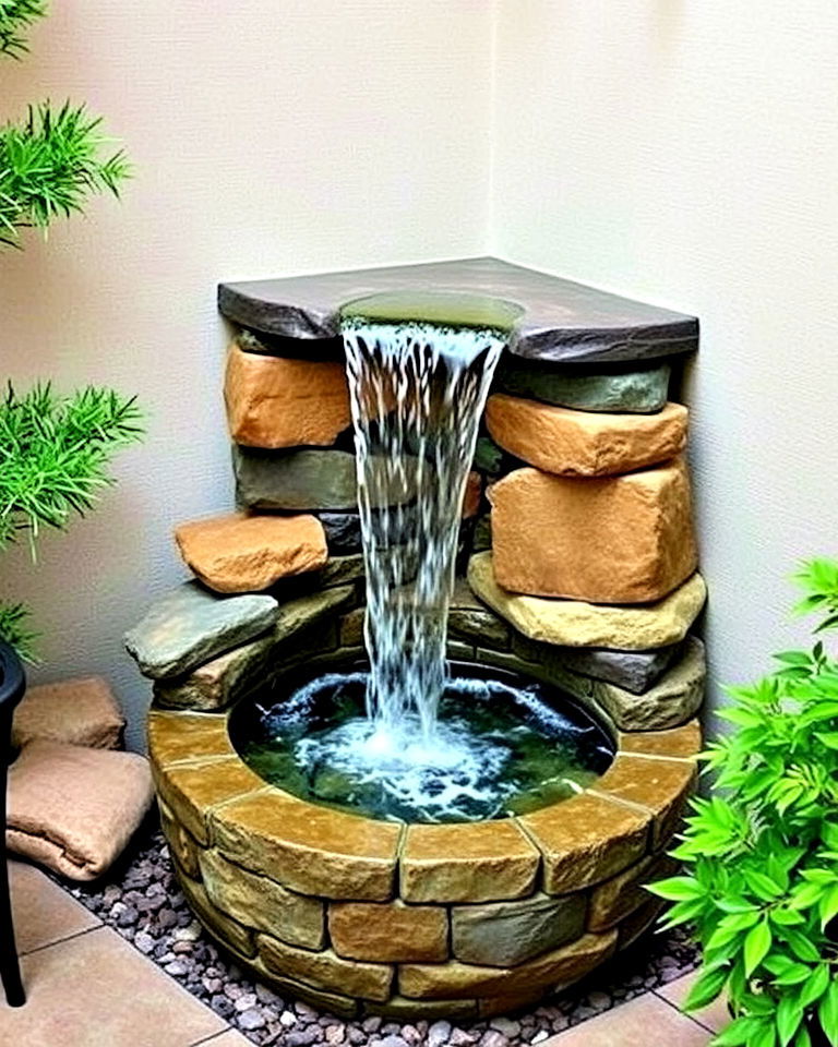 space saving corner waterfall - 25 Waterfall Design Ideas