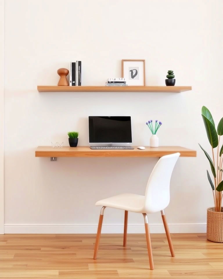 space saving floating desk - 40 Modern Home Office Ideas