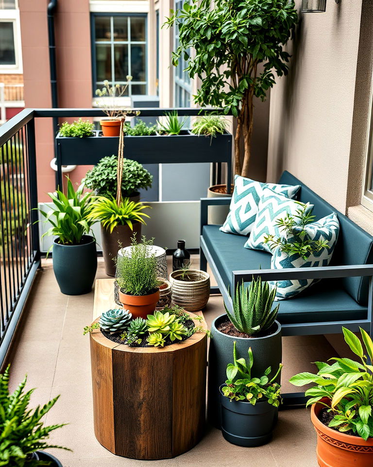 space saving garden furniture with built in planters - 40 Balcony Garden Ideas