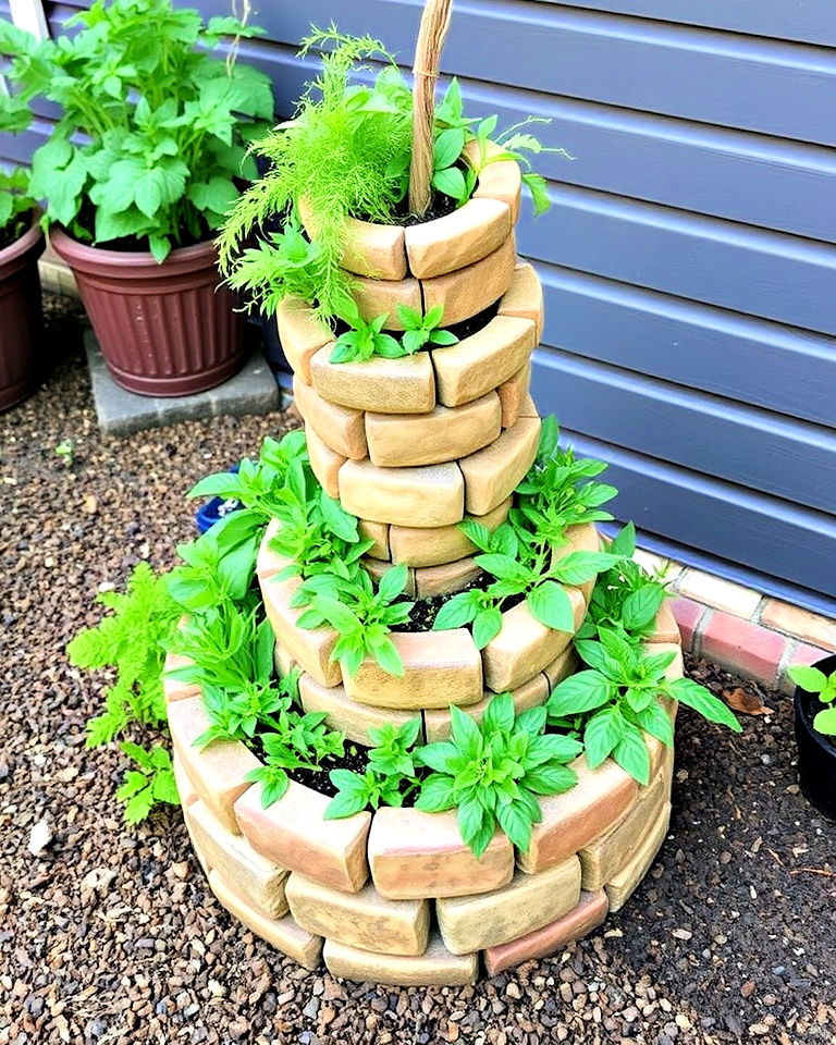 space saving herb spiral garden - 25 Aesthetic Garden Ideas