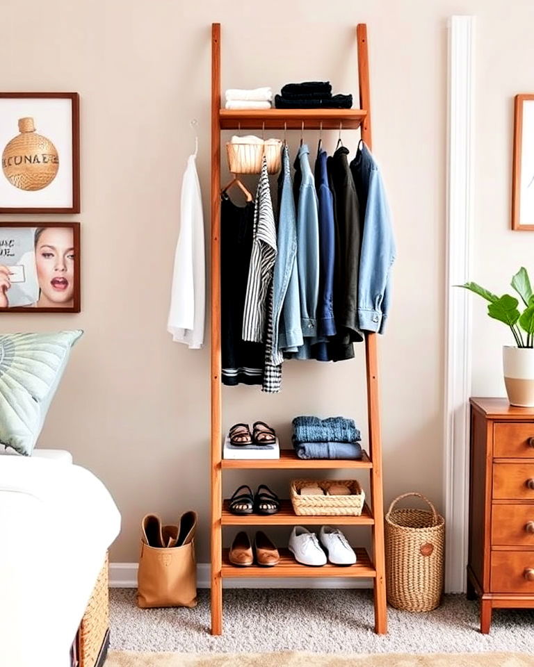 space saving ladder style closet organizer - 30 Open Closet Ideas