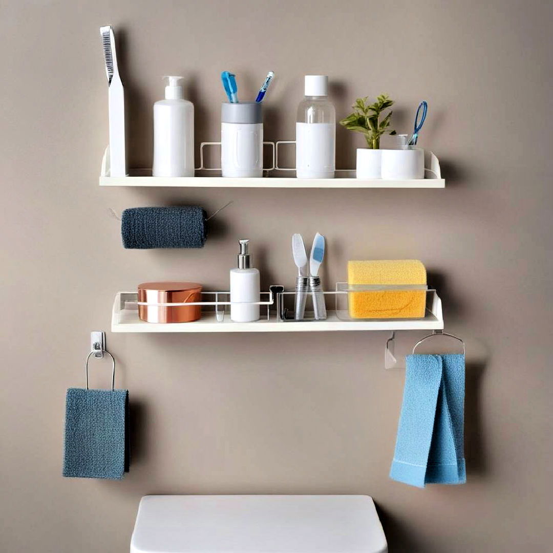 space saving magnetic strips and hooks - 25 Over Toilet Storage Ideas