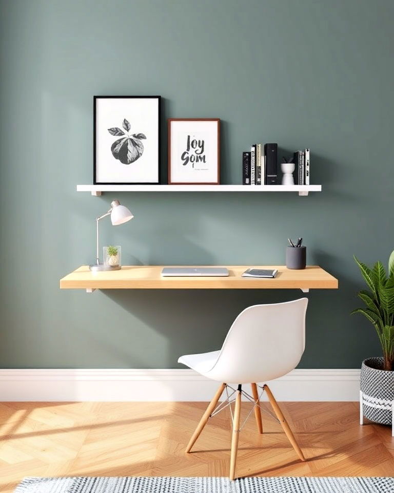space saving minimalist floating desk - 30 Bedroom Decor Ideas