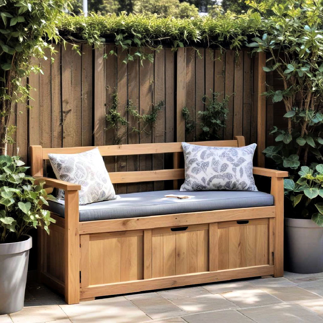 space saving multipurpose bench - 40 Small Backyard Landscaping Ideas