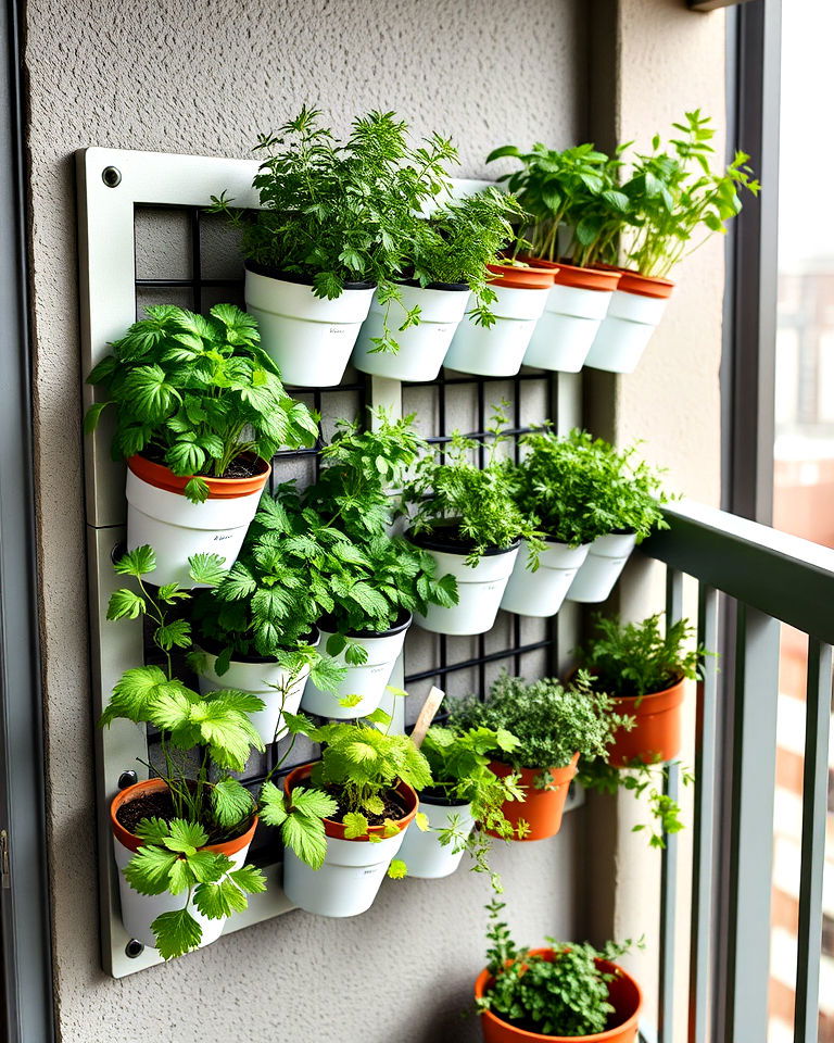 space saving outdoor vertical herb rack - 40 Balcony Garden Ideas