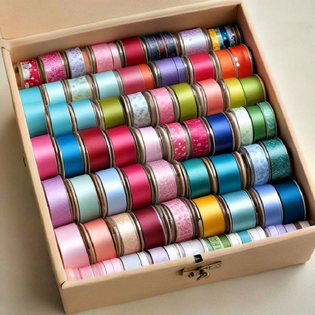 space saving ribbon storage box - 15 Ribbon Storage Ideas