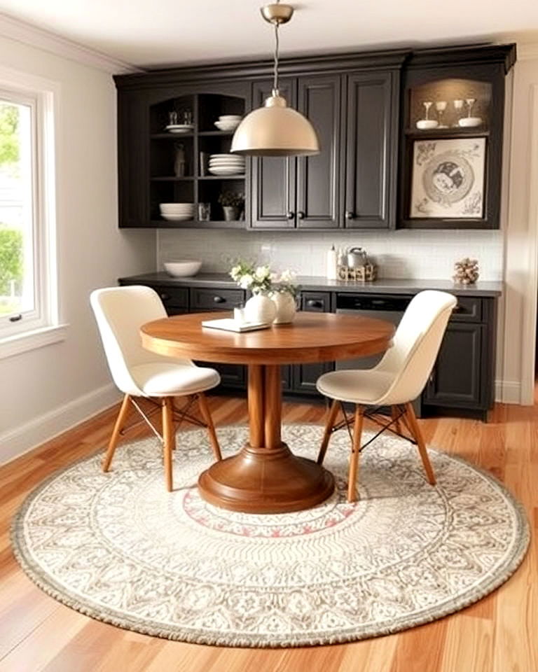 space saving round rug - 20 Kitchen Rug Ideas