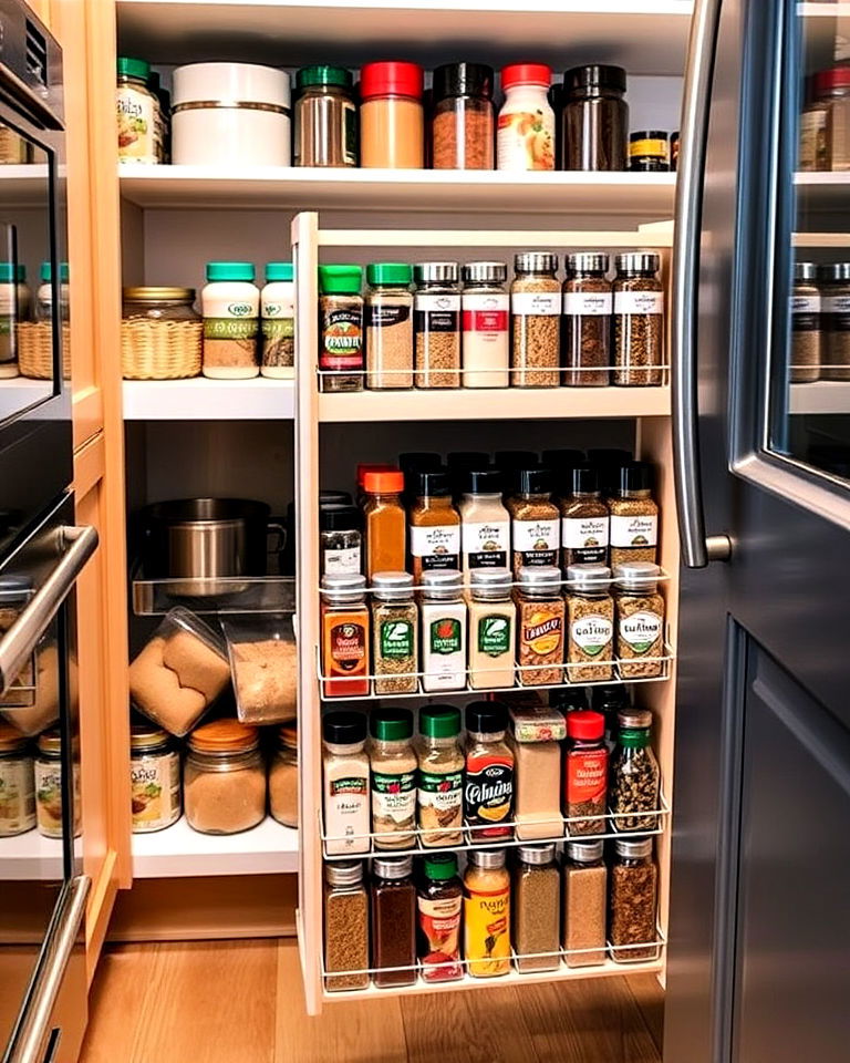 space saving sliding pantry spice rack - 40 Spice Rack Ideas