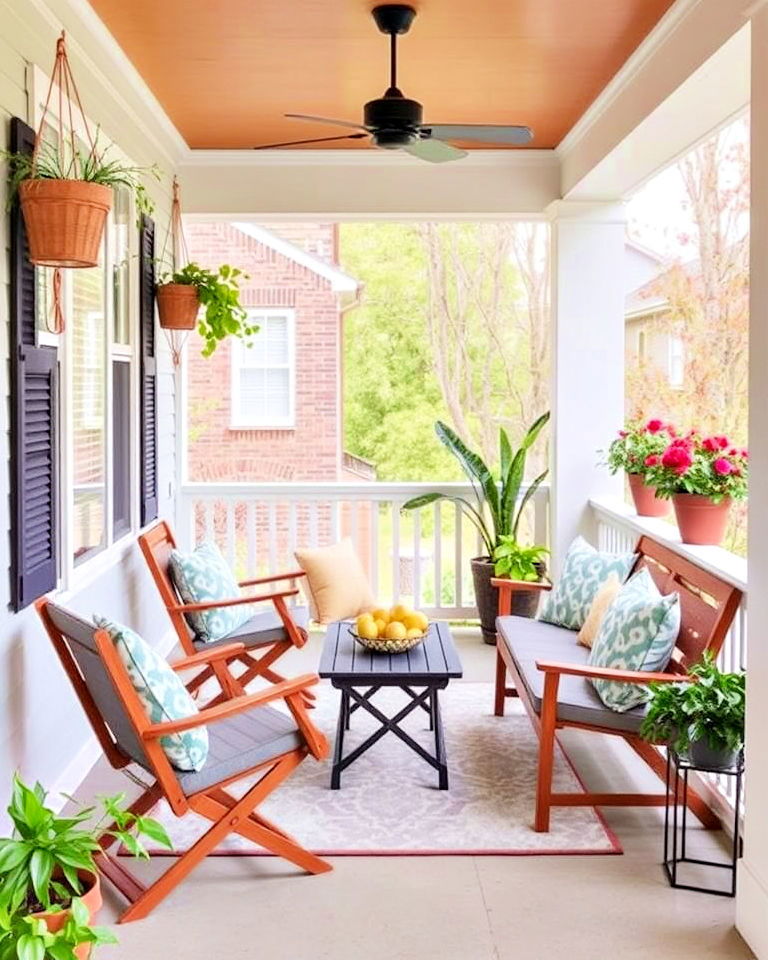 space saving small covered porch - 40 Covered Porch Ideas