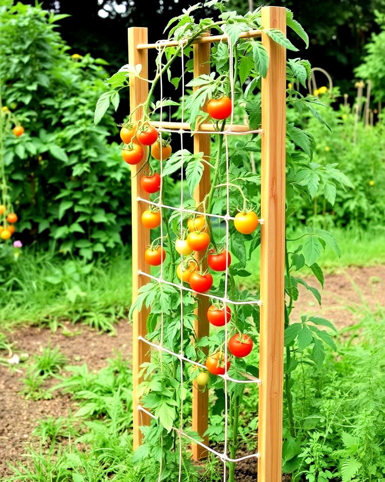 space saving vertical string trellis - 30 Tomato Trellis Ideas