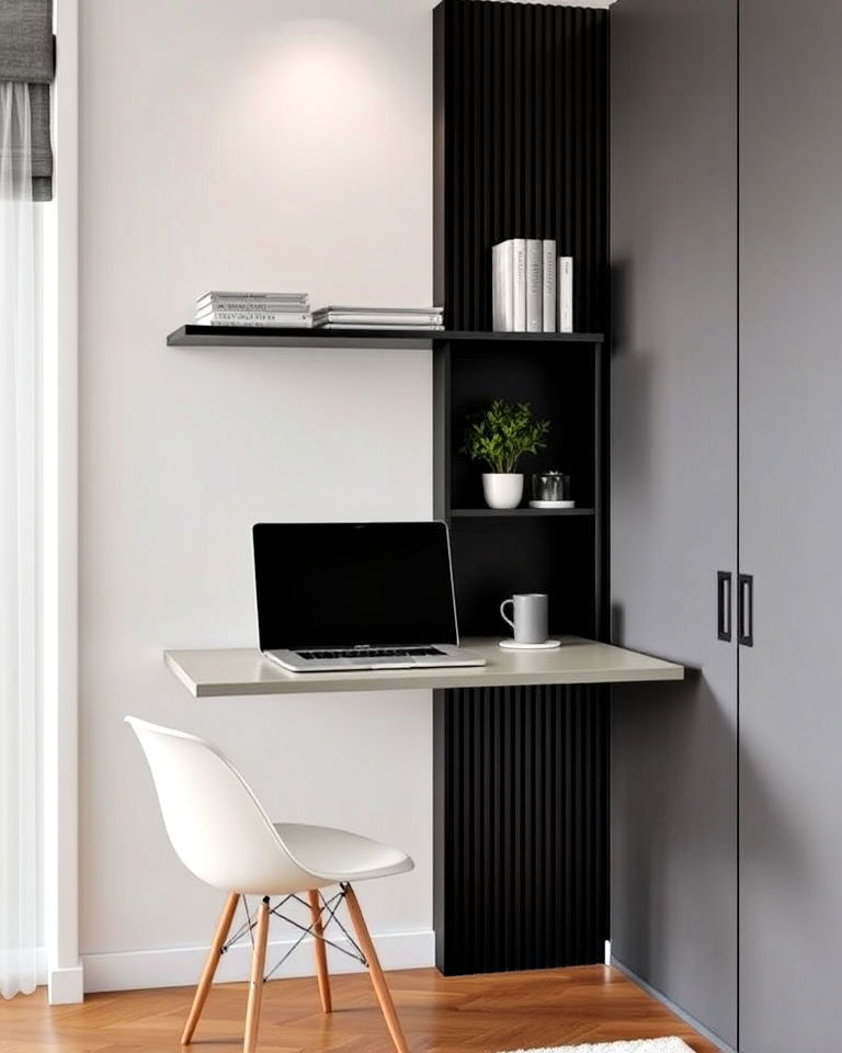 space saving wall mounted desk - 40 Modern Home Office Ideas