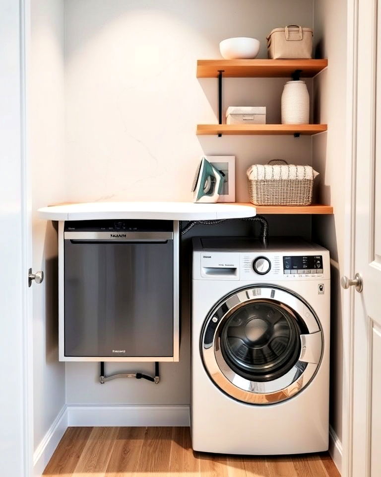 space saving wall mounted ironing station - 30 Luxury Modern Laundry Room Ideas
