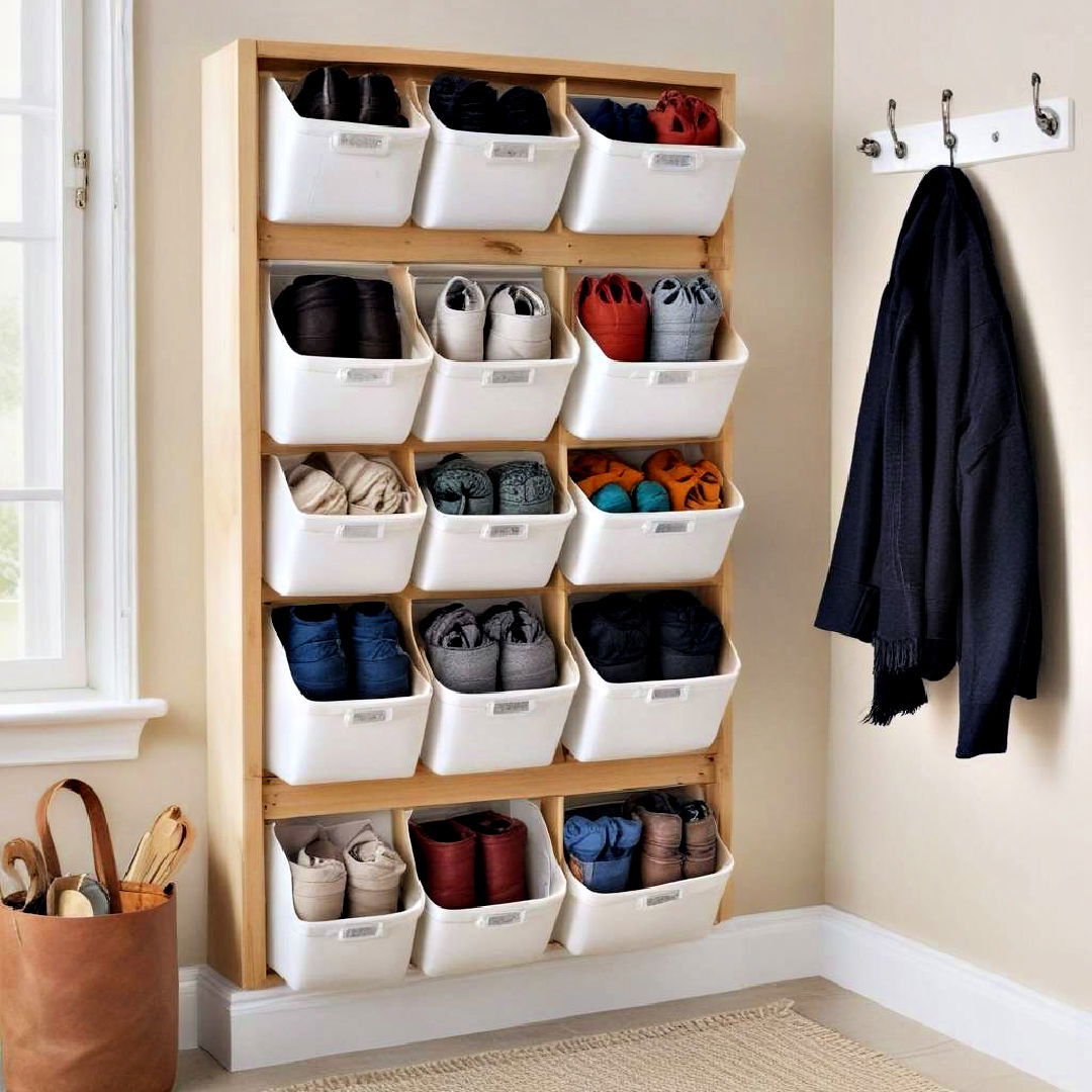 space saving wall mounted storage bins - 25 Boot Room Ideas