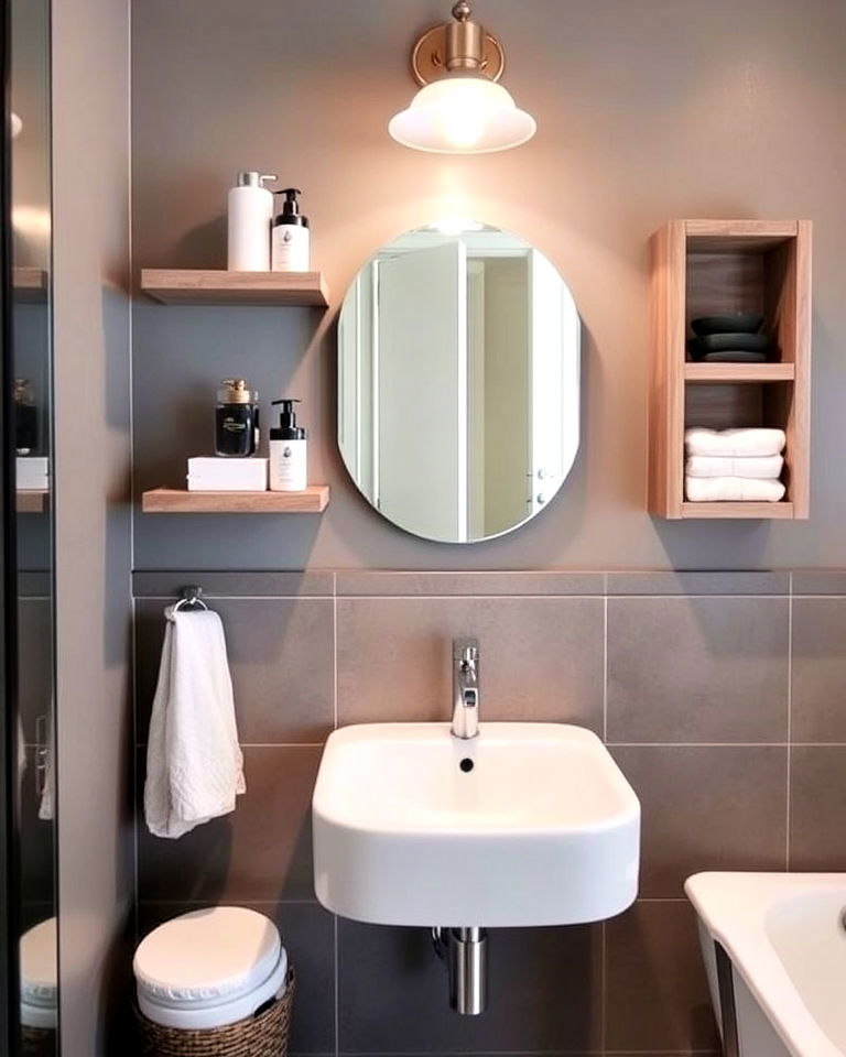 space saving wall mounted storage solutions - 20 Aesthetic Bathroom Ideas