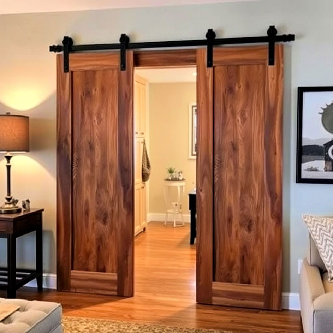 space saving wooden sliding barn doors - 25 Wooden Interior Design Ideas