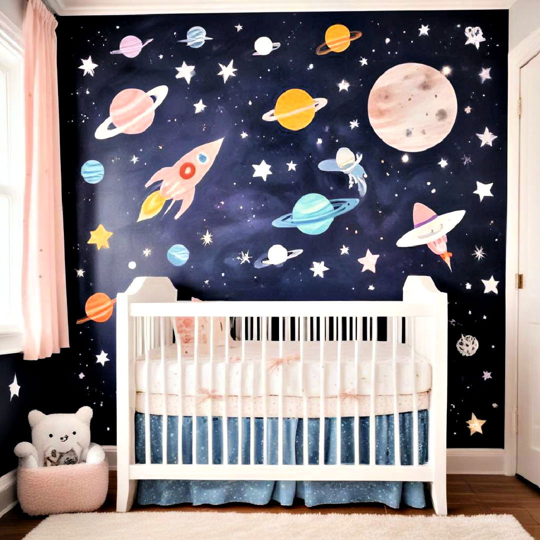 space themed nursery for baby girl - 25 Baby Girl Nursery Ideas