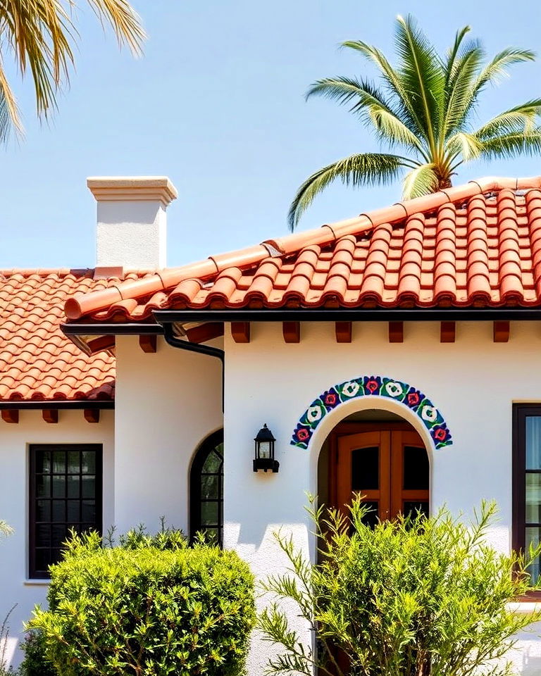 spanish bungalow exterior with tile roof edging - 25 Spanish Bungalow Exterior Ideas