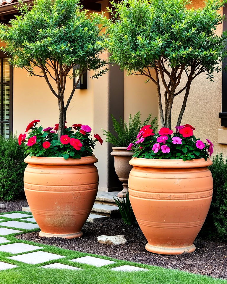spanish clay pots for front yard landscaping - 20 Front Yard Spanish Style Landscaping Ideas
