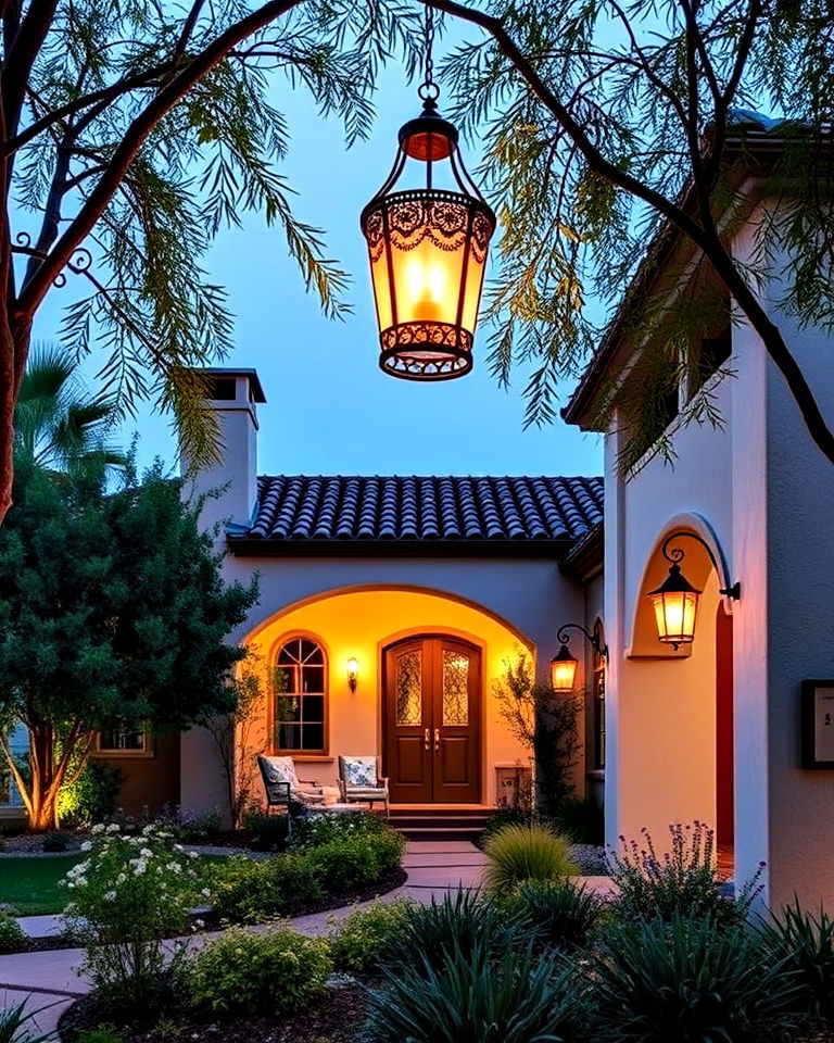 spanish style front yard garden lanterns - 20 Front Yard Spanish Style Landscaping Ideas