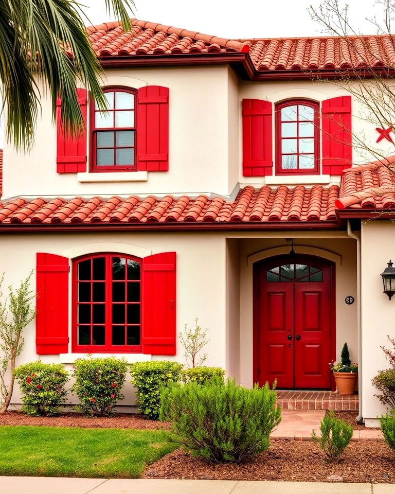 spanish style home with red accents - 40 Spanish Style Home Exterior Ideas
