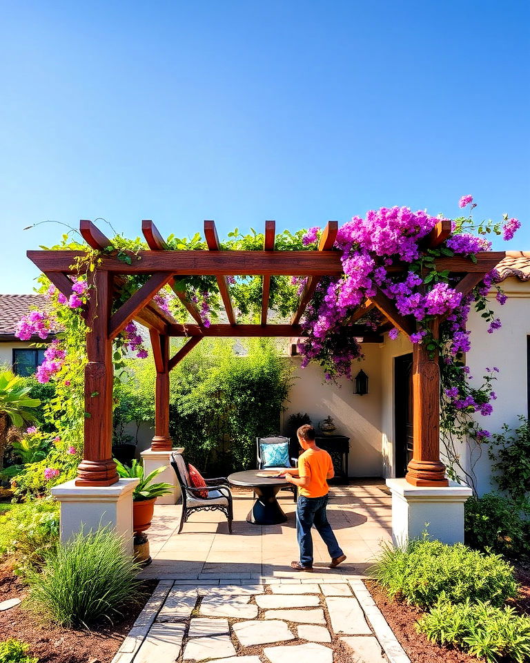 spanish style pergola for front yard landscaping - 20 Front Yard Spanish Style Landscaping Ideas