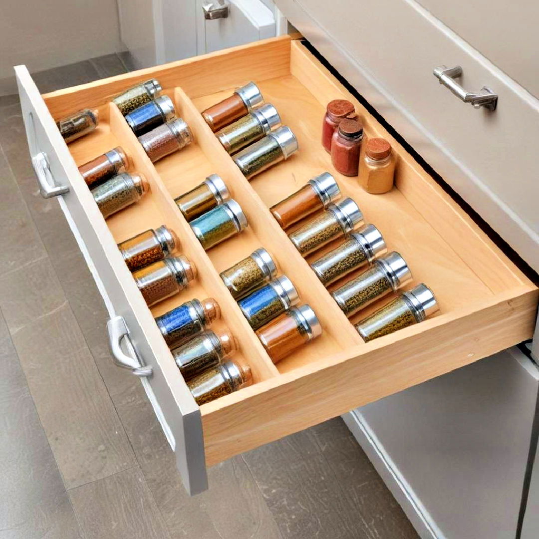 spice drawer inserts for small apartment storage - 30 Small Apartment Storage Ideas