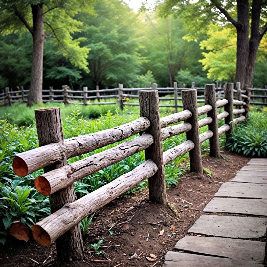 split rail fence made from rough hewn logs - 40 Garden Fence Ideas