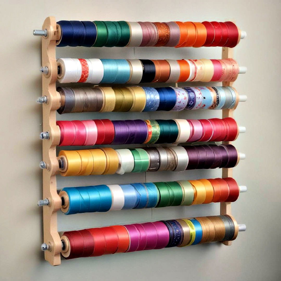 spool rack for ribbon storage - 15 Ribbon Storage Ideas