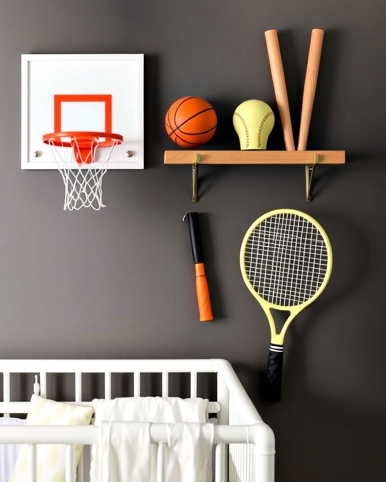 sports equipment decor ideas - 20 Sports Nursery Ideas
