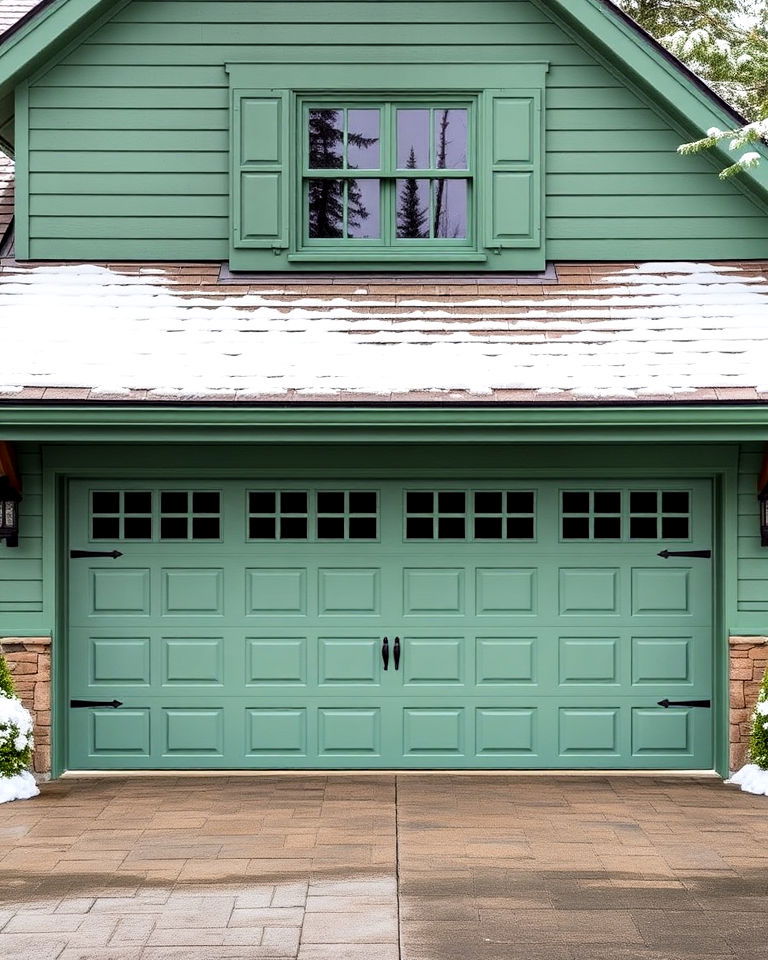 spruce green garage door design - 20 Green Garage Door Ideas