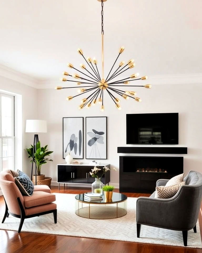 sputnik chandelier for living room - 30 Living Room Chandelier Ideas