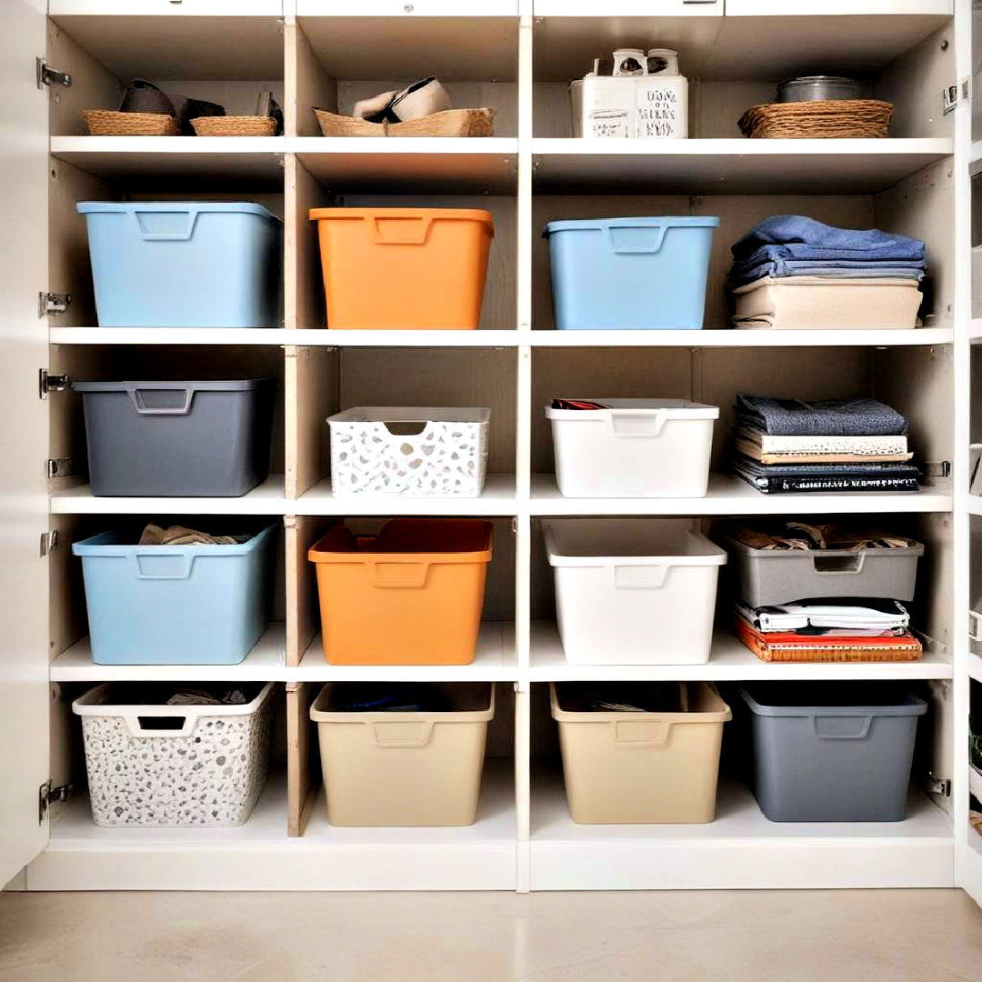 stackable bins for storage - 30 Small Apartment Storage Ideas