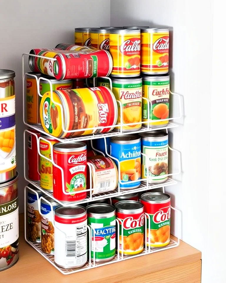 stackable can organizers for small pantry - 30 Small Pantry Ideas