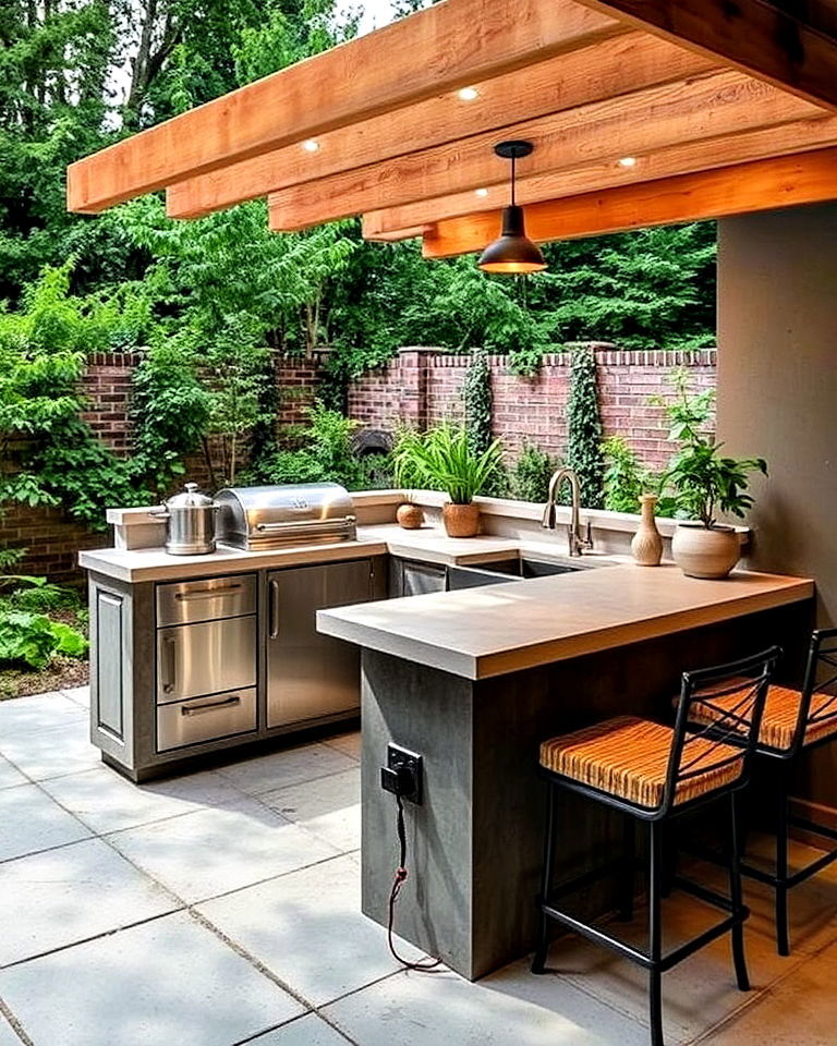 stain resistant concrete outdoor kitchen counters - 25 Concrete Garden Ideas
