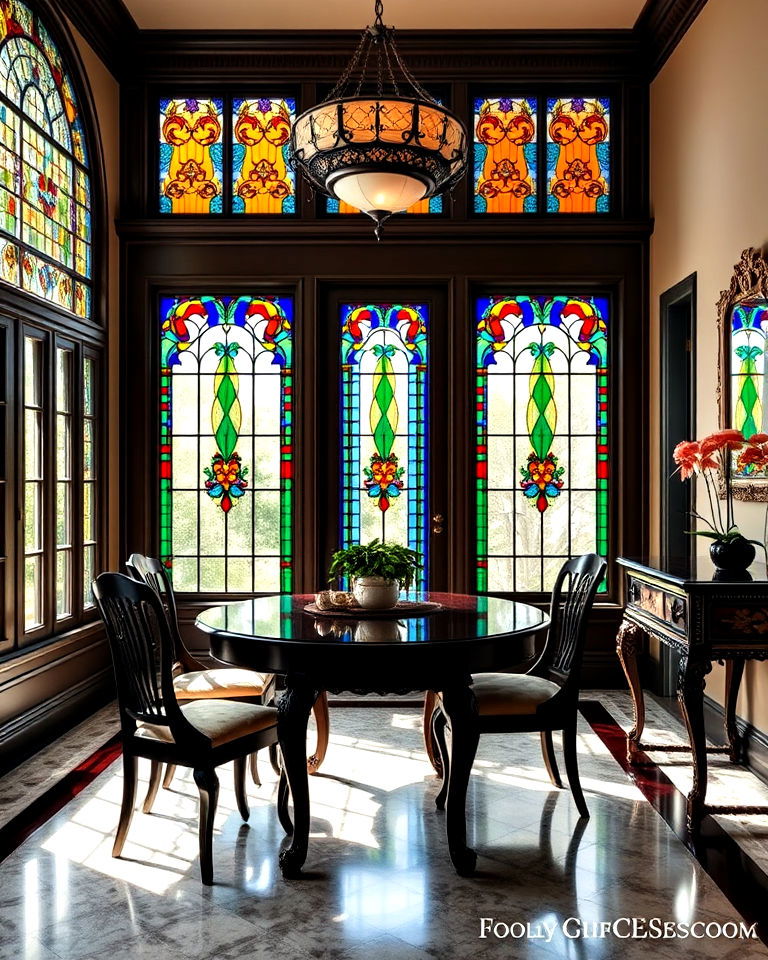 stained glass accents to add victorian touch - 25 Victorian Dining Room Ideas